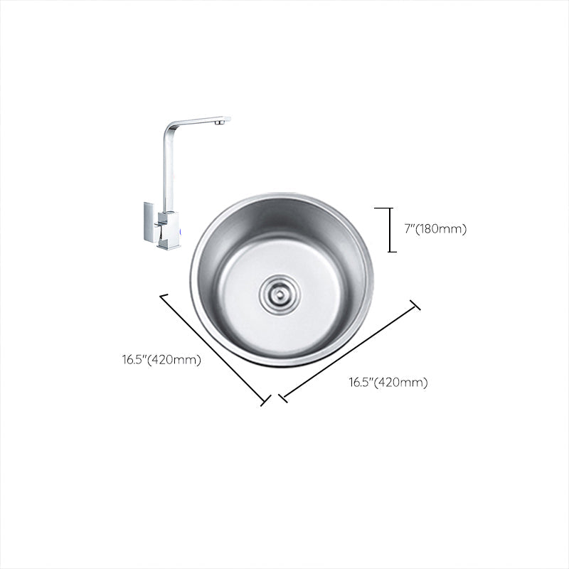 Avtoit | Round Single Bowl Kitchen Sink Stainless Steel Sink with Drain Strainer Set