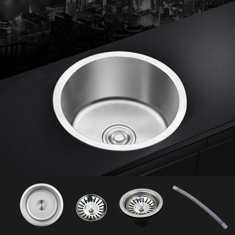 Avtoit | Contemporary Single Basin Kitchen Sink Round Stainless Steel Sink with Drain Strainer Set