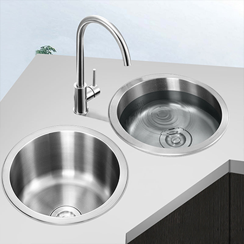 Avtoit | Contemporary Single Bowl Kitchen Sink Round Stainless Steel Sink with Drain Strainer Set