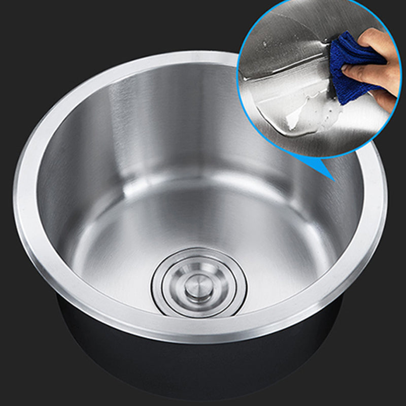 Avtoit | Contemporary Single Bowl Kitchen Sink Round Stainless Steel Sink with Drain Strainer Set