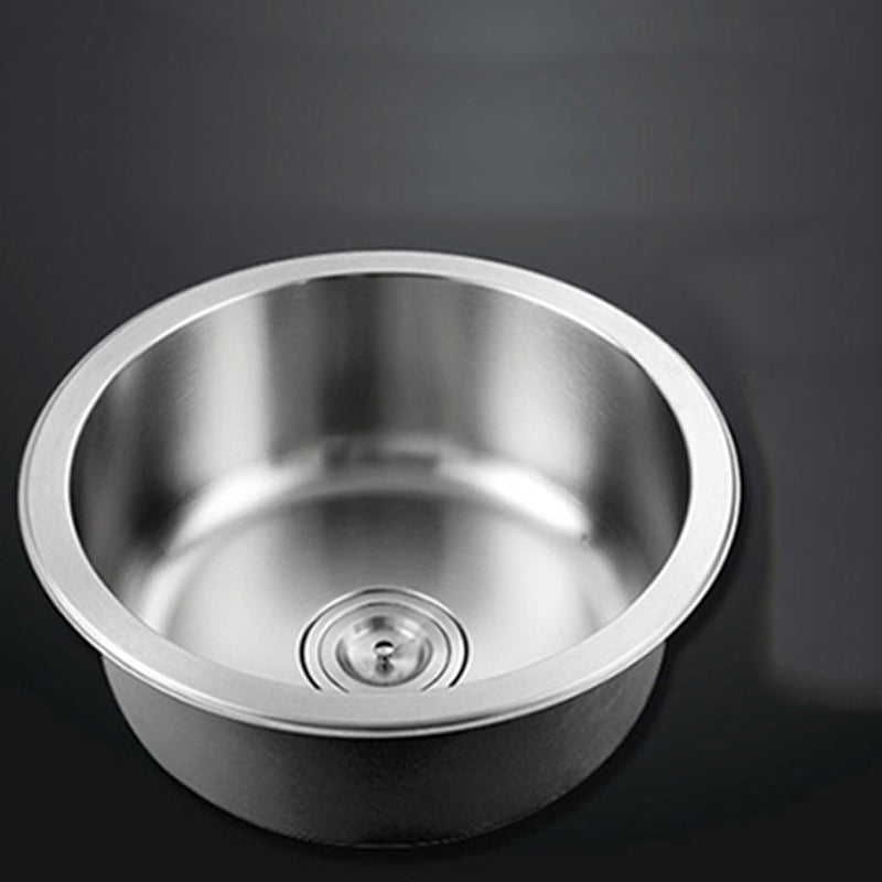 Avtoit | Contemporary Single Bowl Kitchen Sink Round Stainless Steel Sink with Drain Strainer Set
