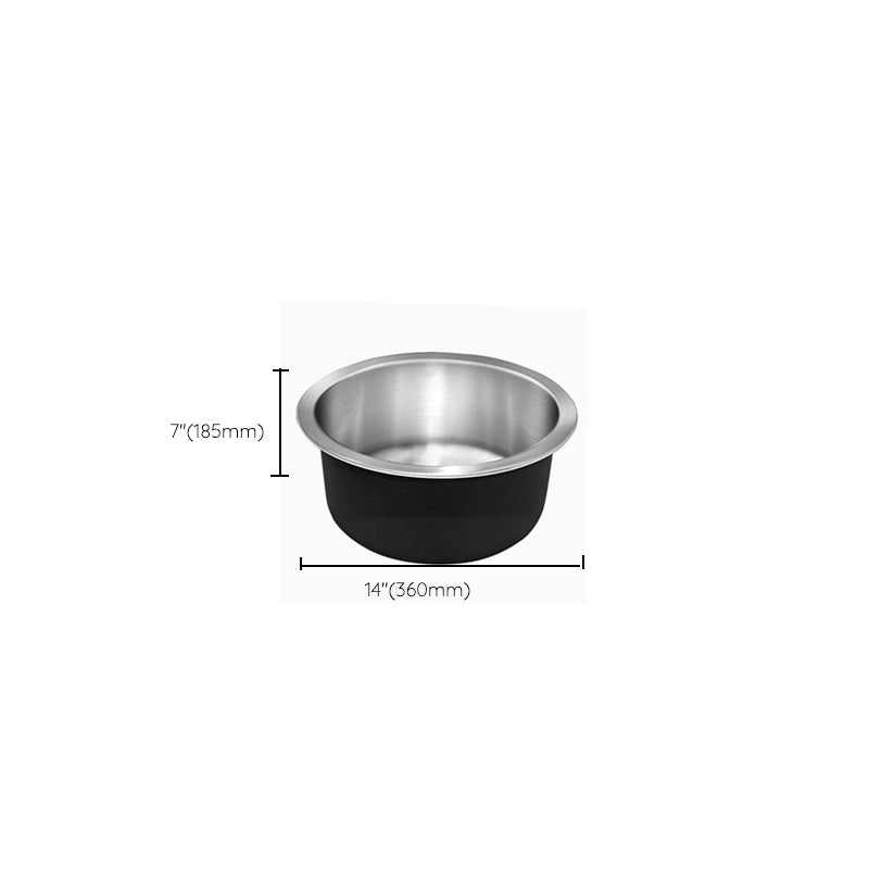 Avtoit | Contemporary Single Basin Kitchen Sink Round Stainless Steel Sink with Drain Strainer Set