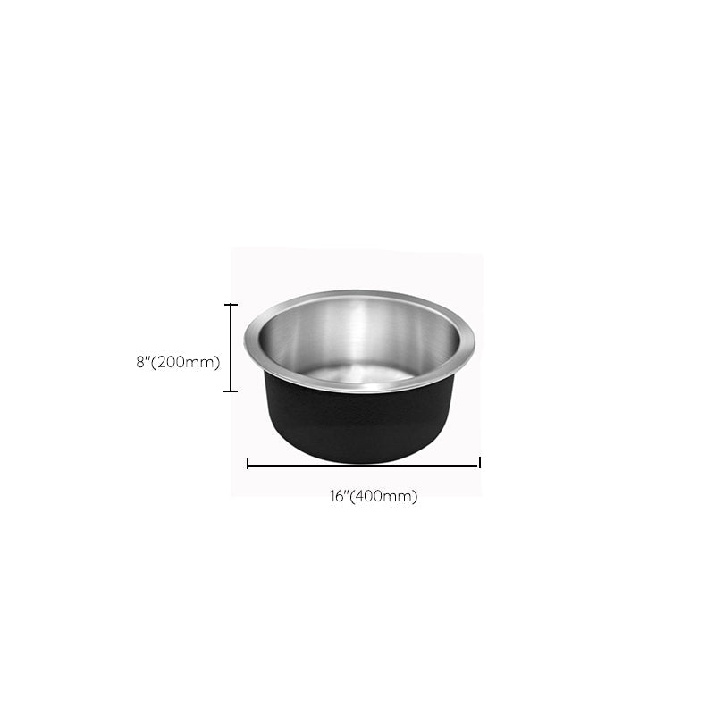 Avtoit | Contemporary Single Bowl Kitchen Sink Round Stainless Steel Sink with Drain Strainer Set