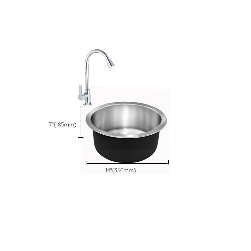 Avtoit | Contemporary Single Bowl Kitchen Sink Round Stainless Steel Sink with Drain Strainer Set