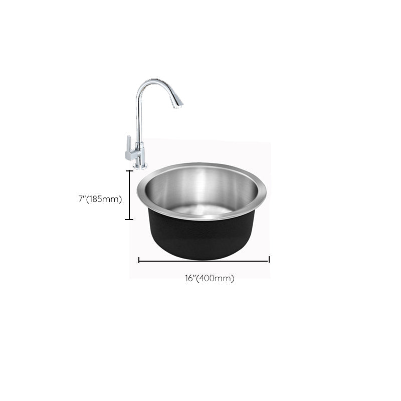 Avtoit | Contemporary Single Basin Kitchen Sink Round Stainless Steel Sink with Drain Strainer Set