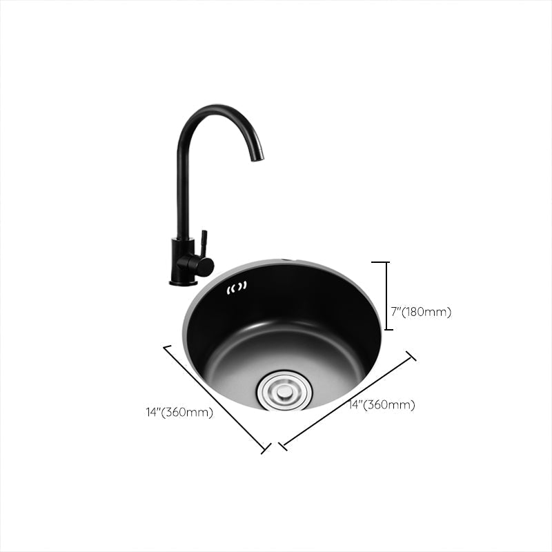 Avtoit | Single Bowl Kitchen Sink Round Stainless Steel Sink with Drain Basket Kits
