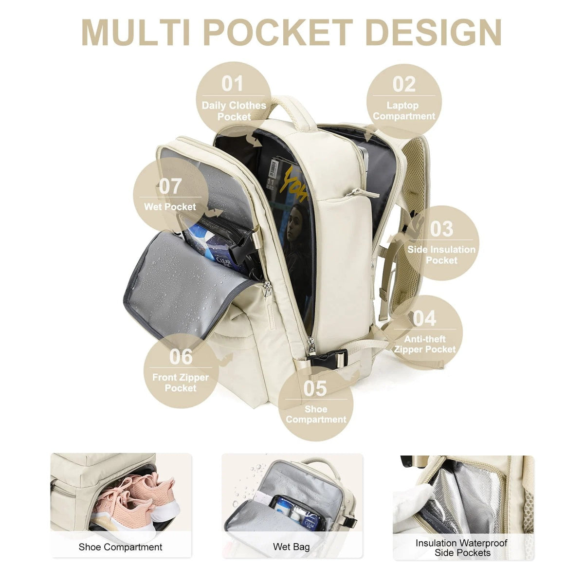 Avtoit | Women's Large Travel Backpack Waterproof Hiking Backpack