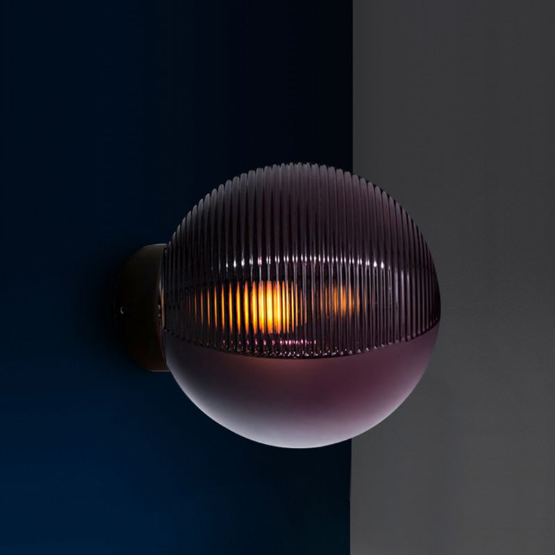 Avtoit | Global Living Room Wall Mount Lighting Dark Purple Glass 1-Light Modern Wall Sconce