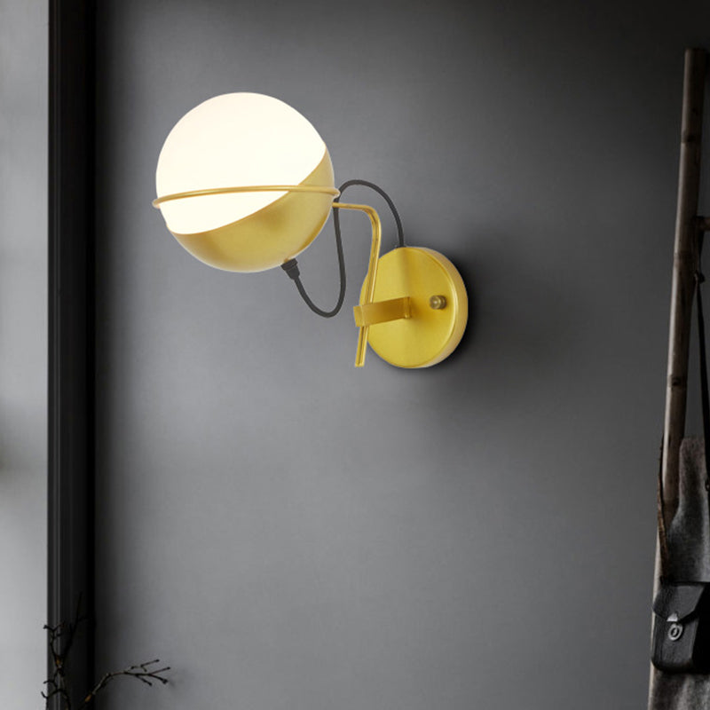 Avtoit | Gold Ball Wall Sconce Lighting Postmodern 1 Light Metallic Wall Lamp Fitting with Loop