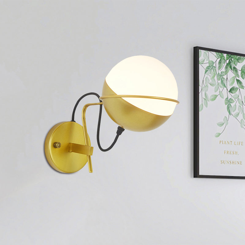 Avtoit | Gold Ball Wall Sconce Lighting Postmodern 1 Light Metallic Wall Lamp Fitting with Loop