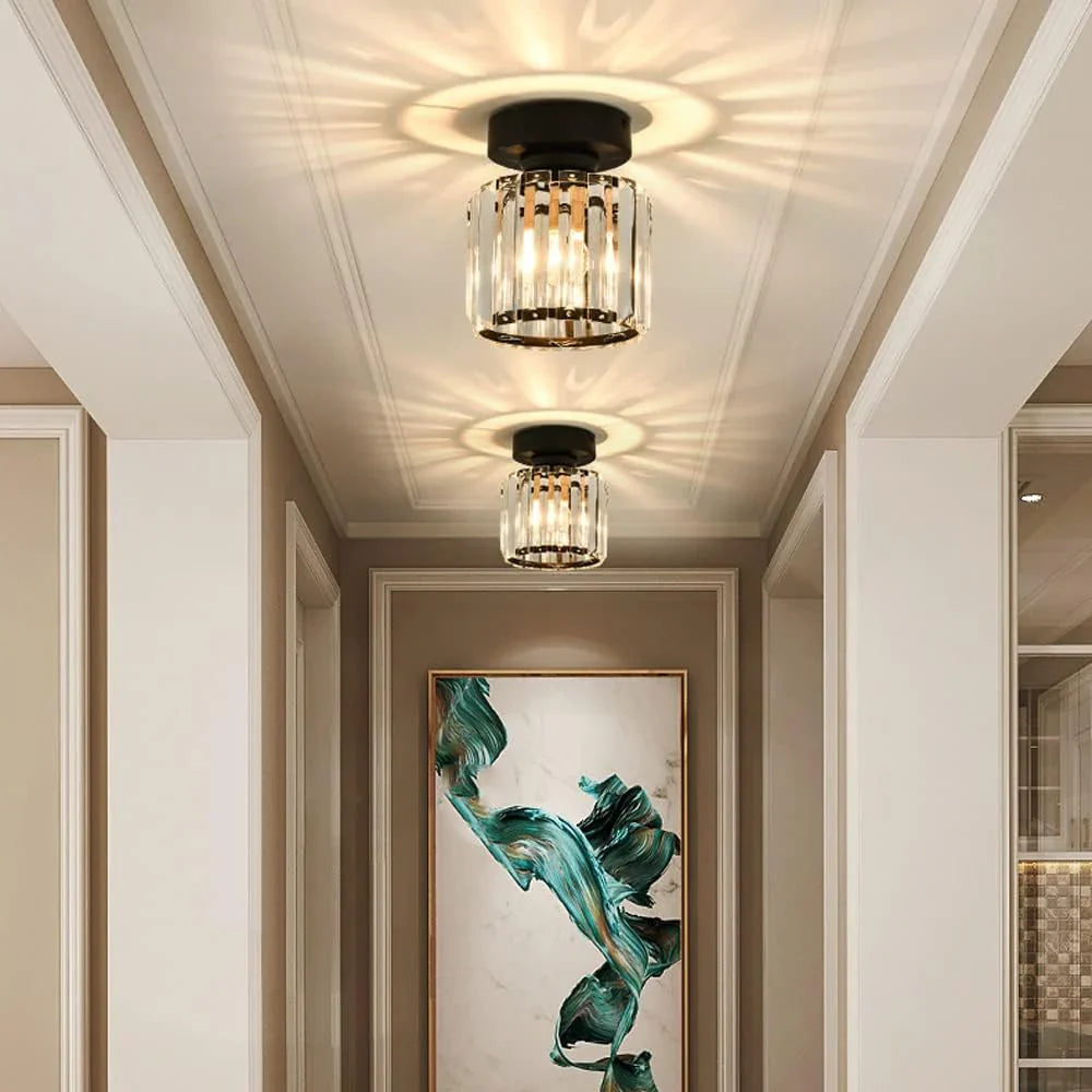 Avtoit | Modern Crystal Ceiling Light with Gold and Black Accents – Stylish Lighting for Your Home
