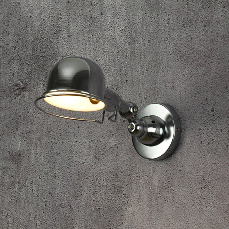 Avtoit | Metallic Dome Shade Wall Lighting Vintage Style 1 Light Bedroom Rotatable Wall Lamp with Ring in White/Red