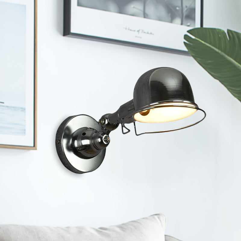 Avtoit | Metallic Dome Shade Wall Lighting Vintage Style 1 Light Bedroom Rotatable Wall Lamp with Ring in White/Red