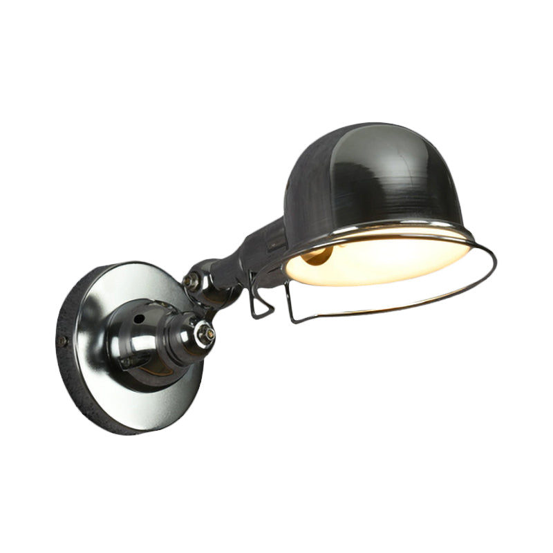 Avtoit | Metallic Dome Shade Wall Lighting Vintage Style 1 Light Bedroom Rotatable Wall Lamp with Ring in White/Red