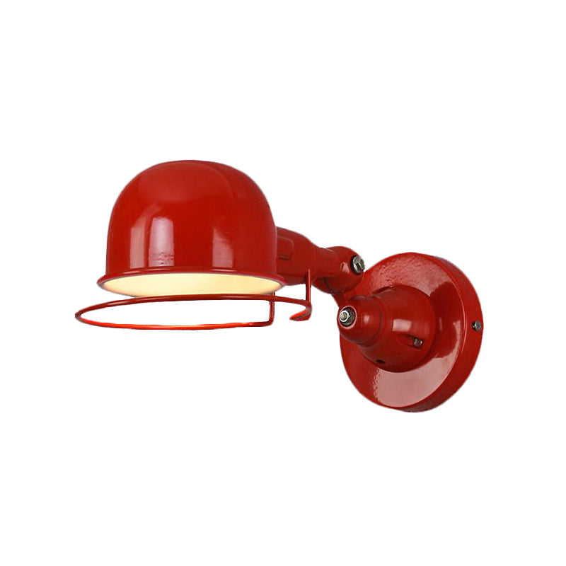 Avtoit | Metallic Dome Shade Wall Lighting Vintage Style 1 Light Bedroom Rotatable Wall Lamp with Ring in White/Red