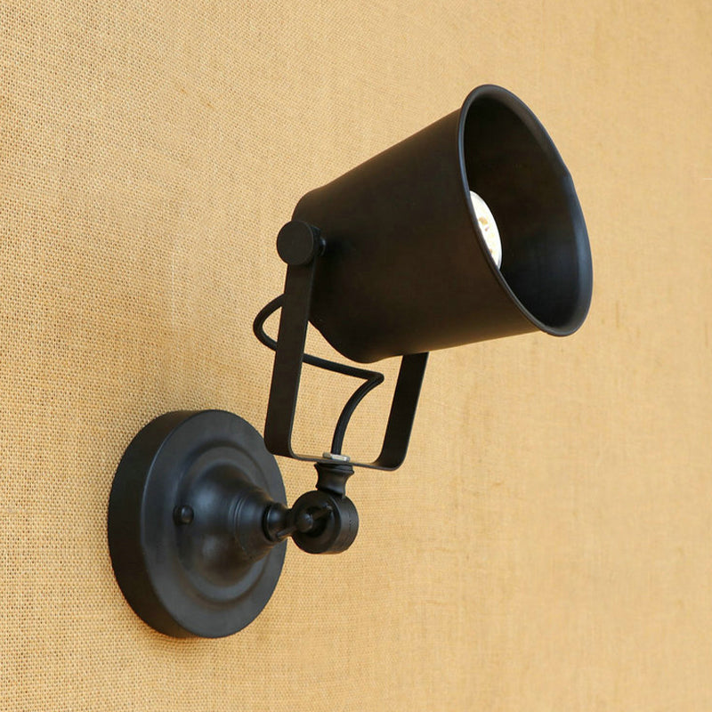Avtoit | Antique Style Bucket Wall Lamp Sconces 1 Light Iron Adjustable Wall Mounted Light in Black/Grey for Outdoor