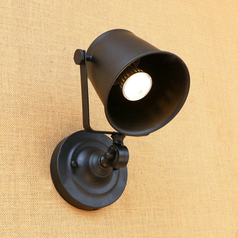 Avtoit | Antique Style Bucket Wall Lamp Sconces 1 Light Iron Adjustable Wall Mounted Light in Black/Grey for Outdoor