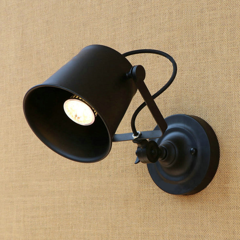 Avtoit | Antique Style Bucket Wall Lamp Sconces 1 Light Iron Adjustable Wall Mounted Light in Black/Grey for Outdoor