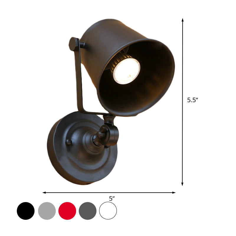 Avtoit | Antique Style Bucket Wall Lamp Sconces 1 Light Iron Adjustable Wall Mounted Light in Black/Grey for Outdoor