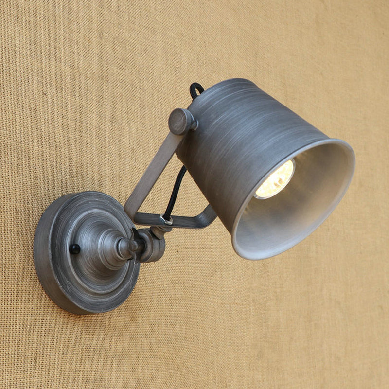 Avtoit | Antique Style Bucket Wall Lamp Sconces 1 Light Iron Adjustable Wall Mounted Light in Black/Grey for Outdoor