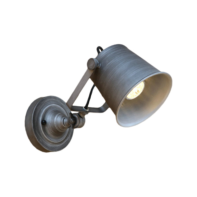 Avtoit | Antique Style Bucket Wall Lamp Sconces 1 Light Iron Adjustable Wall Mounted Light in Black/Grey for Outdoor
