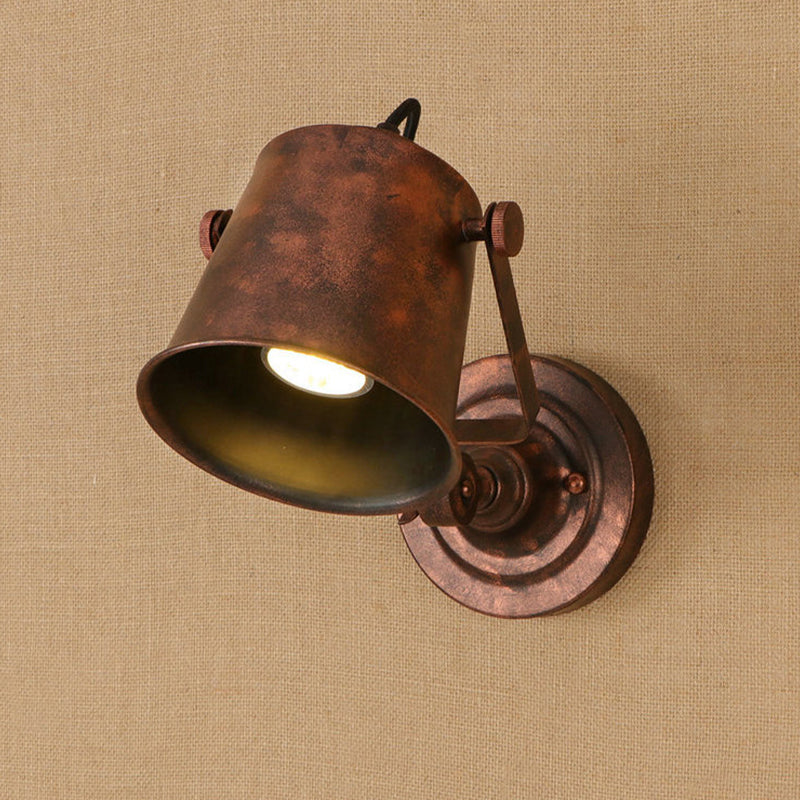 Avtoit | Antique Style Bucket Wall Lamp Sconces 1 Light Iron Adjustable Wall Mounted Light in Black/Grey for Outdoor