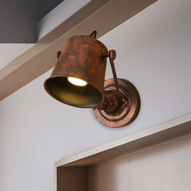 Avtoit | Antique Style Bucket Wall Lamp Sconces 1 Light Iron Adjustable Wall Mounted Light in Black/Grey for Outdoor