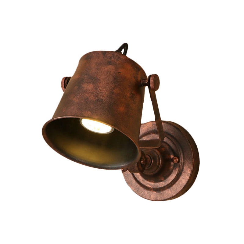 Avtoit | Antique Style Bucket Wall Lamp Sconces 1 Light Iron Adjustable Wall Mounted Light in Black/Grey for Outdoor