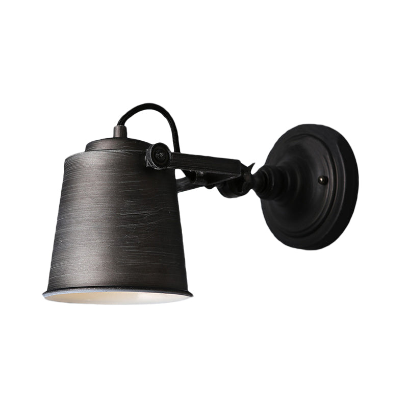 Avtoit | Antique Style Bucket Wall Lamp Sconces 1 Light Iron Adjustable Wall Mounted Light in Black/Grey for Outdoor
