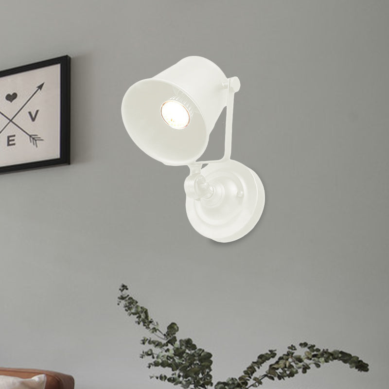 Avtoit | Antique Style Bucket Wall Lamp Sconces 1 Light Iron Adjustable Wall Mounted Light in Black/Grey for Outdoor