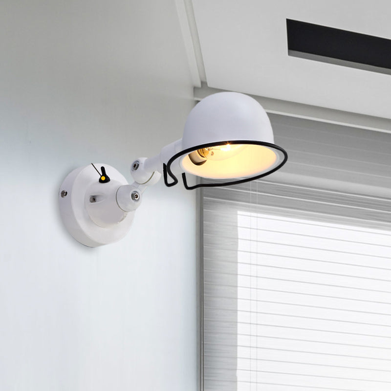 Avtoit | Rust/White Dome Wall Lamp Sconces Retro Style 1 Light Dining Room Adjustable Wall Lighting with Ring