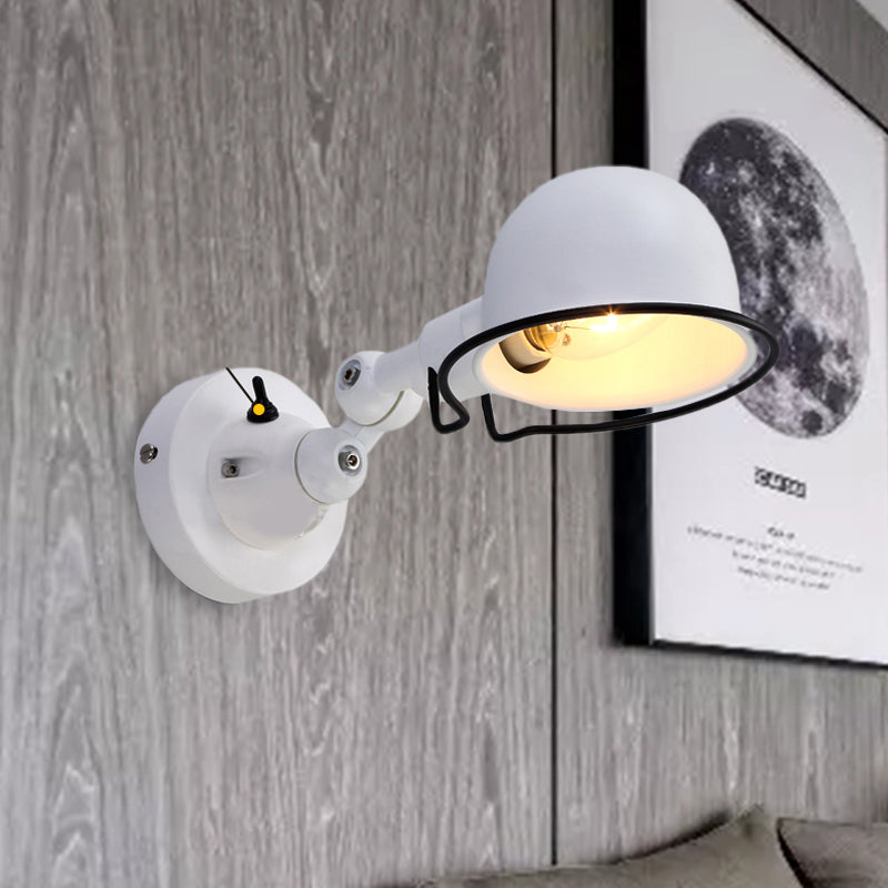 Avtoit | Rust/White Dome Wall Lamp Sconces Retro Style 1 Light Dining Room Adjustable Wall Lighting with Ring