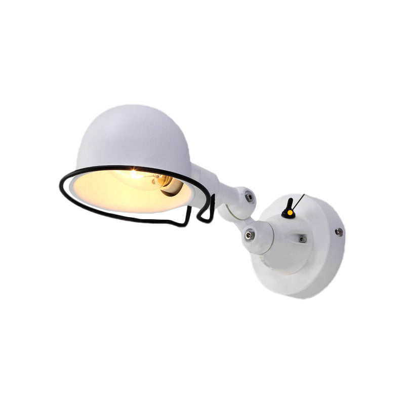 Avtoit | Rust/White Dome Wall Lamp Sconces Retro Style 1 Light Dining Room Adjustable Wall Lighting with Ring