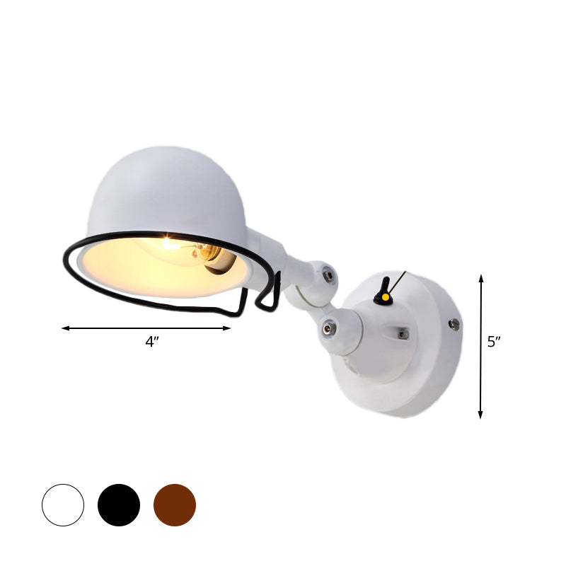 Avtoit | Rust/White Dome Wall Lamp Sconces Retro Style 1 Light Dining Room Adjustable Wall Lighting with Ring
