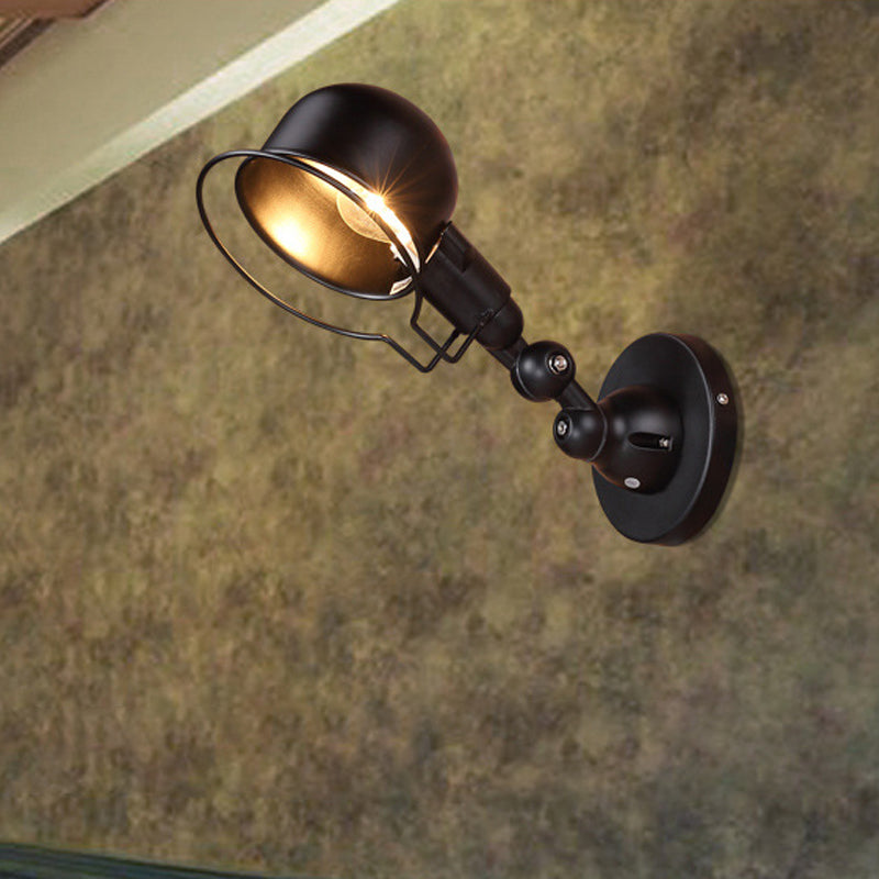 Avtoit | Rust/White Dome Wall Lamp Sconces Retro Style 1 Light Dining Room Adjustable Wall Lighting with Ring
