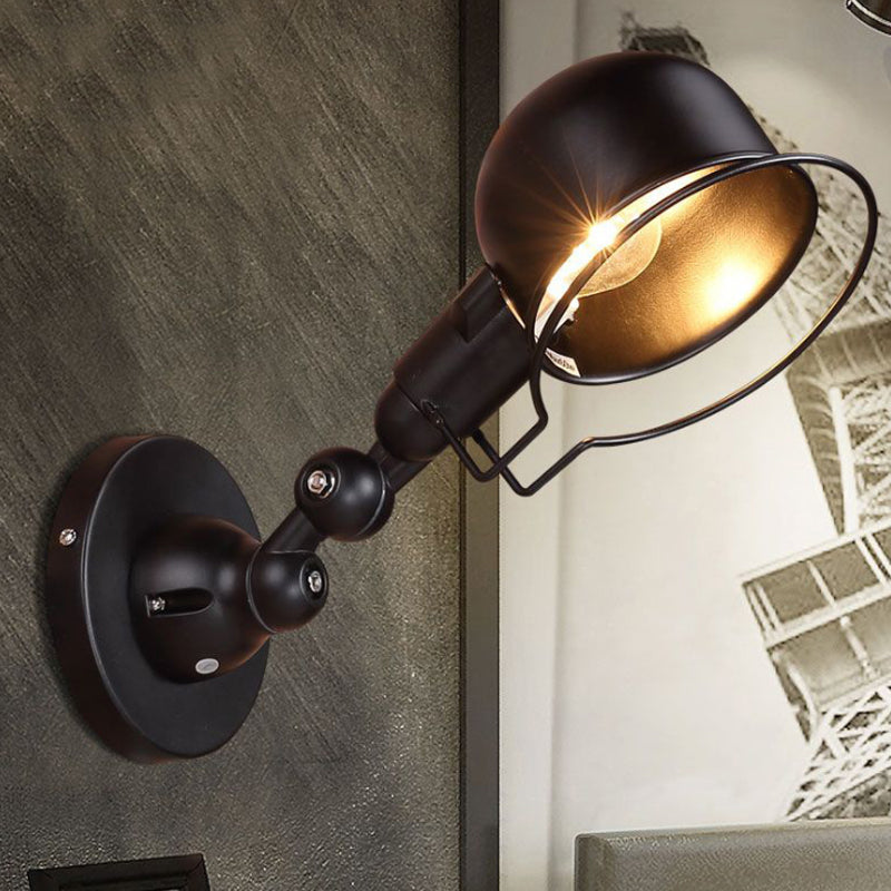 Avtoit | Rust/White Dome Wall Lamp Sconces Retro Style 1 Light Dining Room Adjustable Wall Lighting with Ring