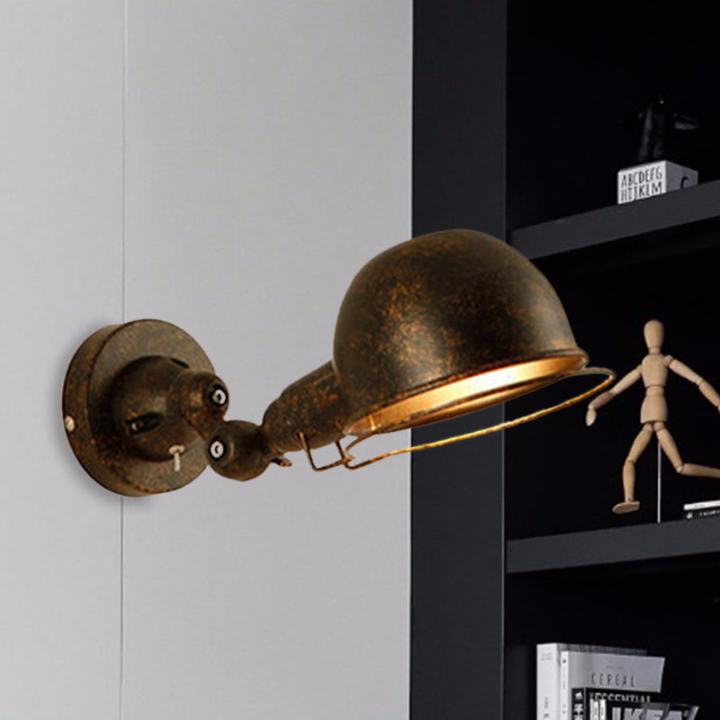 Avtoit | Rust/White Dome Wall Lamp Sconces Retro Style 1 Light Dining Room Adjustable Wall Lighting with Ring