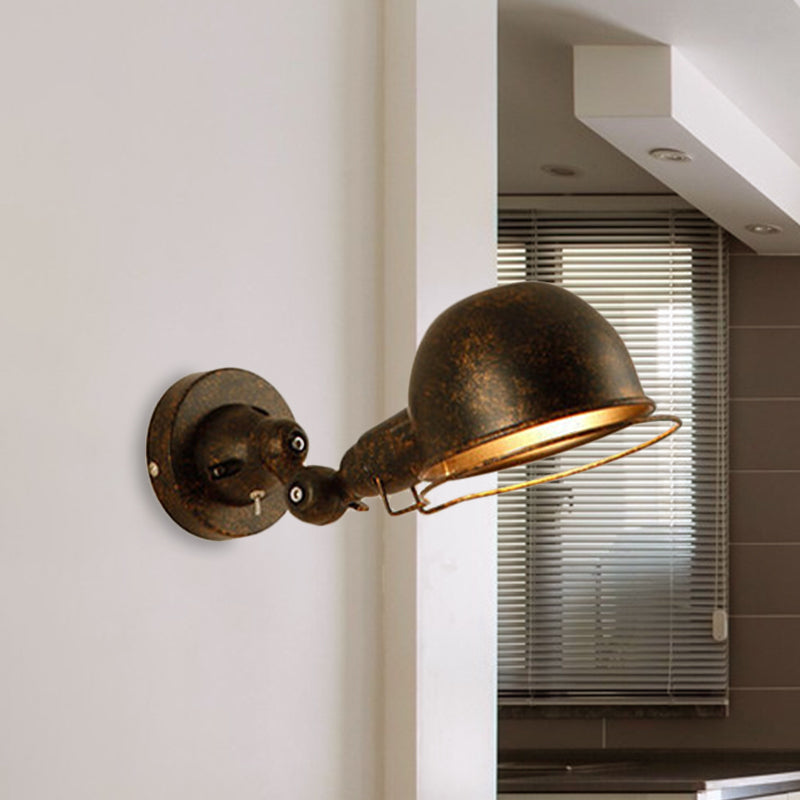 Avtoit | Rust/White Dome Wall Lamp Sconces Retro Style 1 Light Dining Room Adjustable Wall Lighting with Ring
