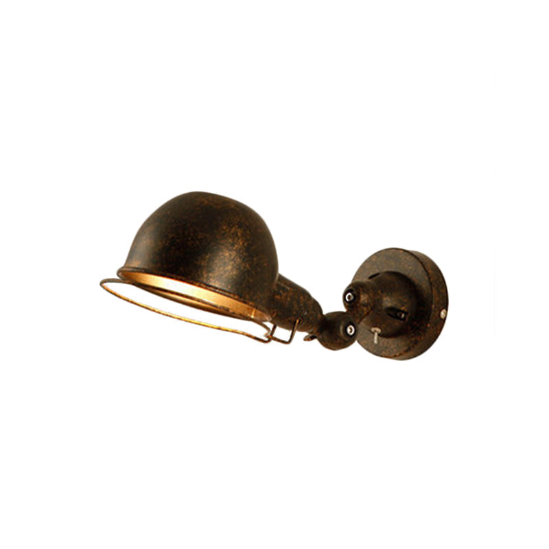 Avtoit | Rust/White Dome Wall Lamp Sconces Retro Style 1 Light Dining Room Adjustable Wall Lighting with Ring