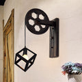 Avtoit | Black 1 Head Wall Scone Light Vintage Industrial Wrought Iron Square Cage Wall Lighting for Farmhouse
