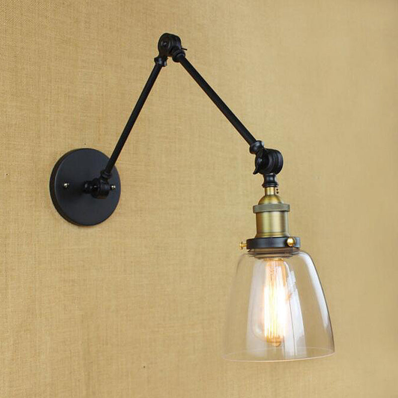Avtoit | Tapered Clear Glass Wall Lamp Antique Single Bulb Dining Room Wall Lamp with Swingarm
