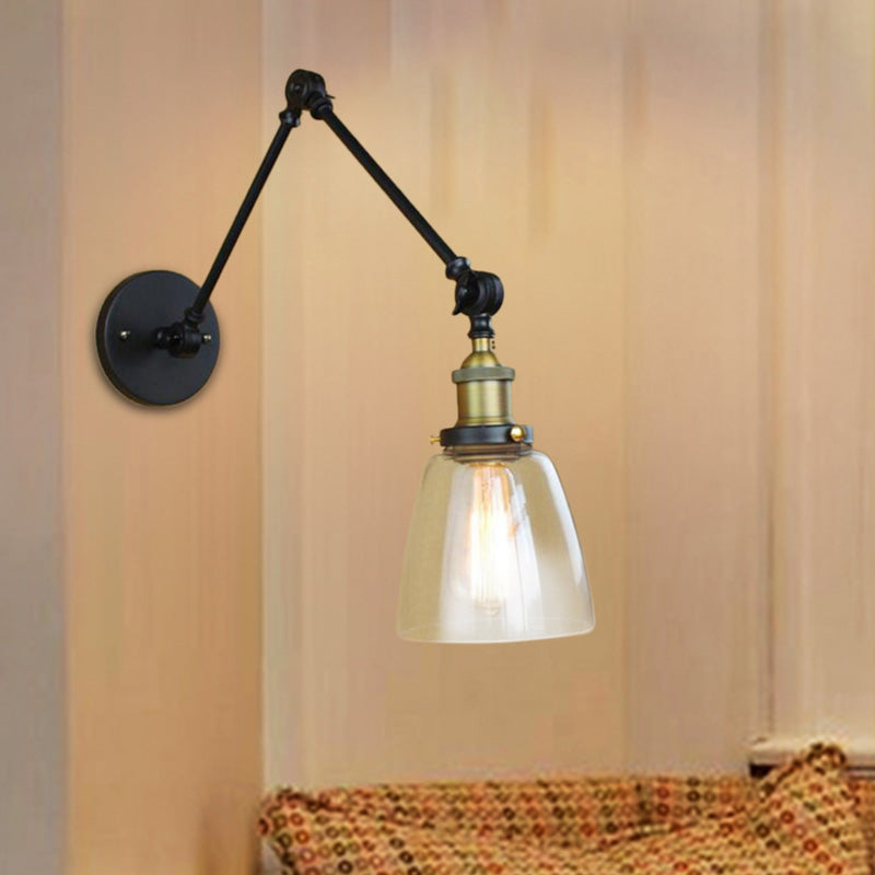 Avtoit | Tapered Clear Glass Wall Lamp Antique Single Bulb Dining Room Wall Lamp with Swingarm