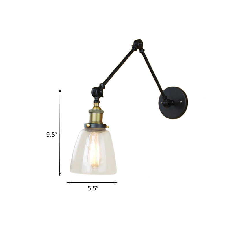 Avtoit | Tapered Clear Glass Wall Lamp Antique Single Bulb Dining Room Wall Lamp with Swingarm