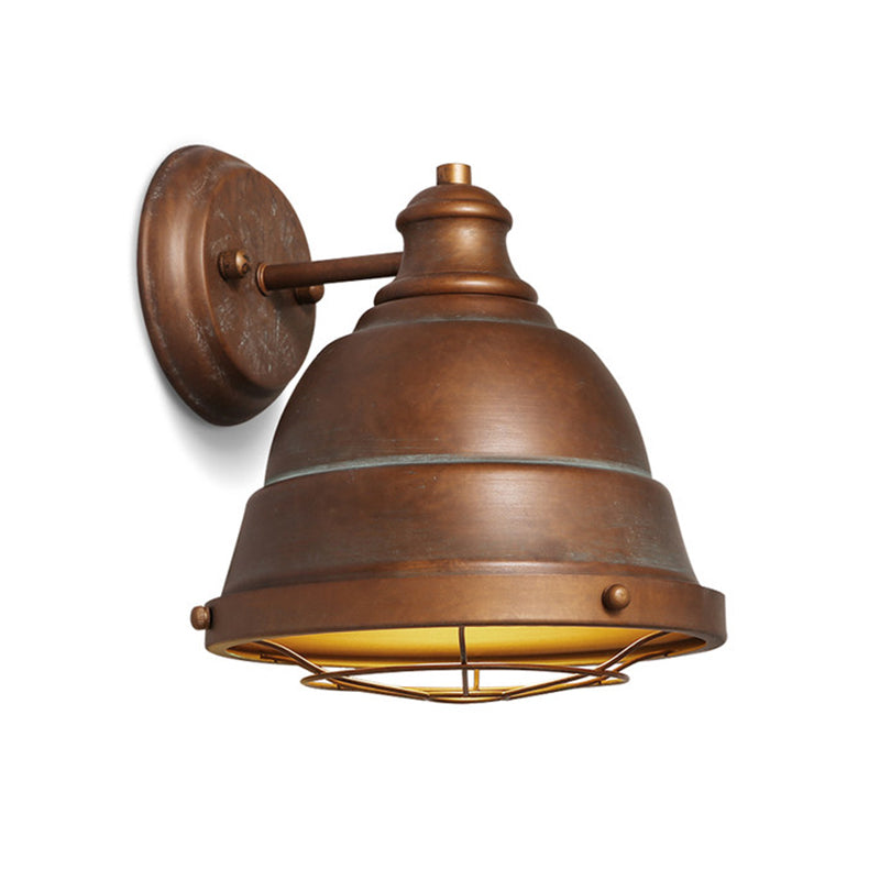 Avtoit | 1 Head Wall Sconce Lamp Industrial Vintage Dome Shade Iron Wall Lighting with Wire Protection in Black/Copper