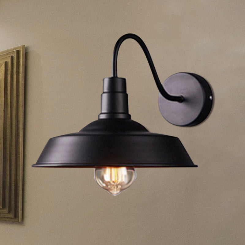 Avtoit | 2 Packs Barn Metal Wall Lighting Industrial Retro 1 Main Lamp Kitchen Wall Light with Gooseneck Arm in Black