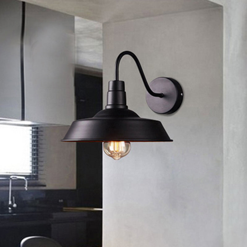 Avtoit | 2 Packs Barn Metal Wall Lighting Industrial Retro 1 Main Lamp Kitchen Wall Light with Gooseneck Arm in Black