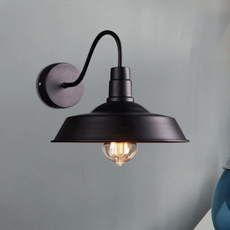 Avtoit | 2 Packs Barn Metal Wall Lighting Industrial Retro 1 Main Lamp Kitchen Wall Light with Gooseneck Arm in Black