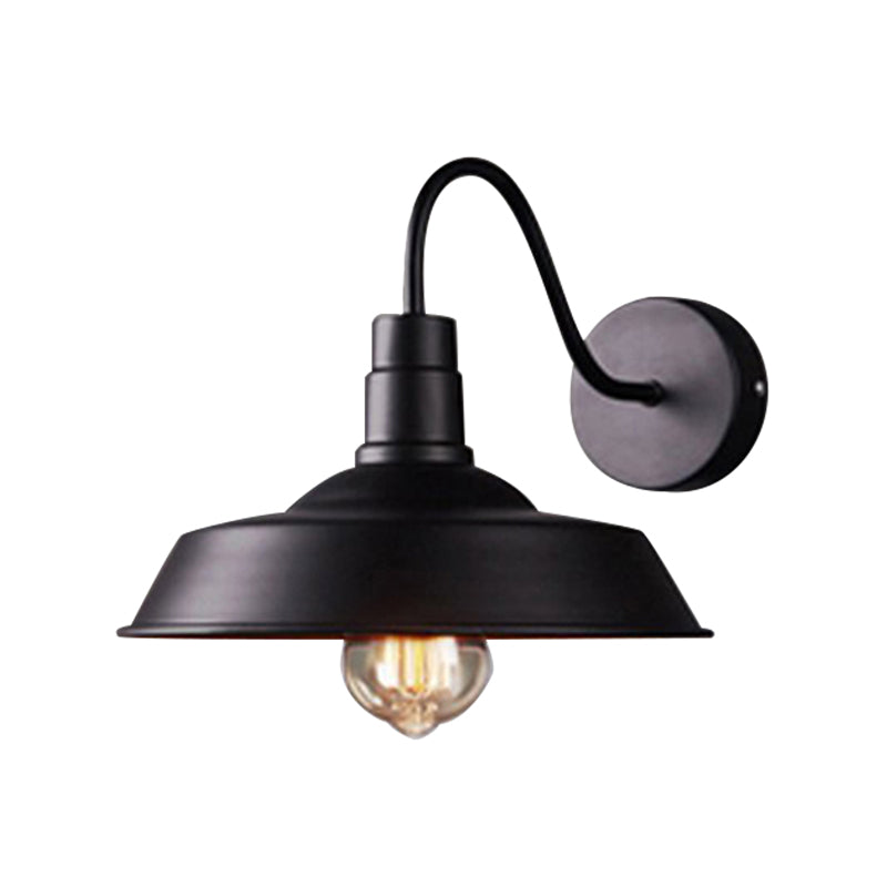 Avtoit | 2 Packs Barn Metal Wall Lighting Industrial Retro 1 Main Lamp Kitchen Wall Light with Gooseneck Arm in Black