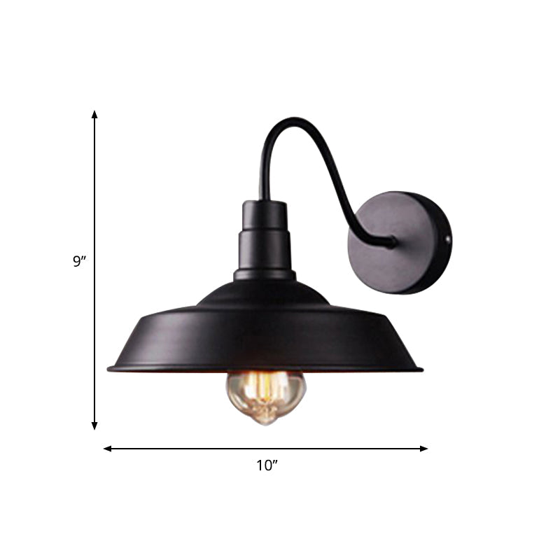 Avtoit | 2 Packs Barn Metal Wall Lighting Industrial Retro 1 Main Lamp Kitchen Wall Light with Gooseneck Arm in Black