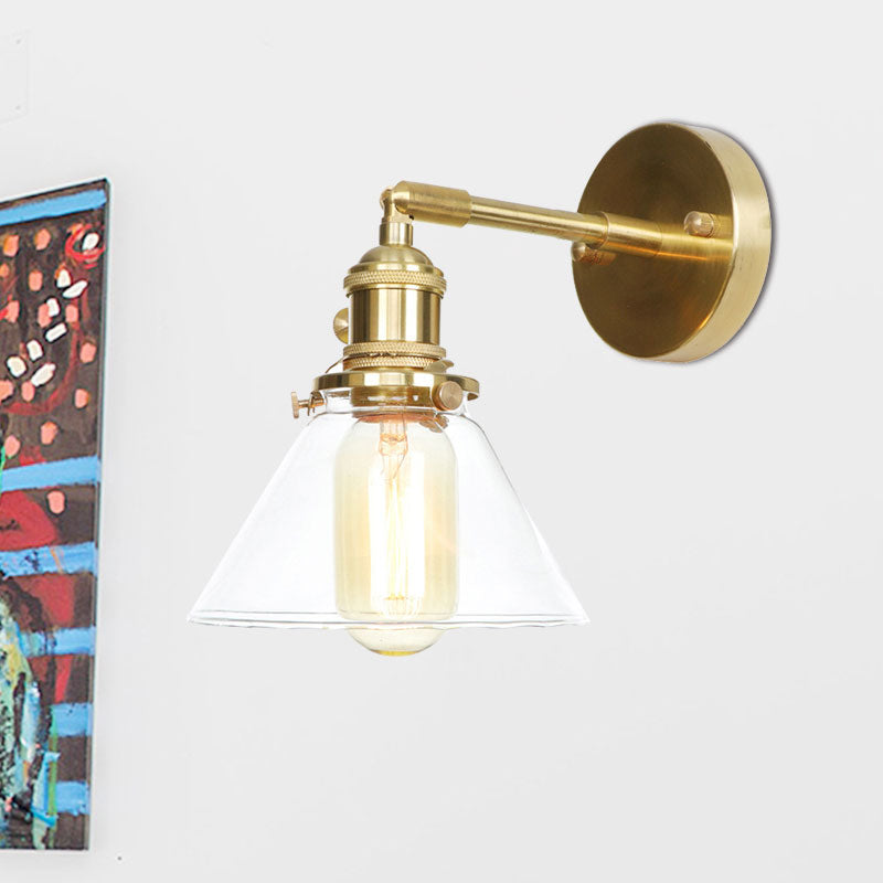 Avtoit | Cone wall lamp 1 light clear glass rustic antique wall lighting for bedroom